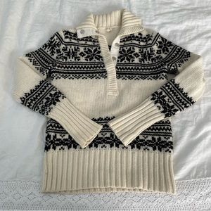 J. Crew SMALL Snowflake Wool Knit Sweater Holiday Christmas Icelandic Buttons